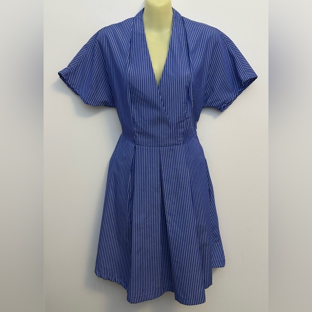 Molly Bracken Blue Pinstripe Mini Dress